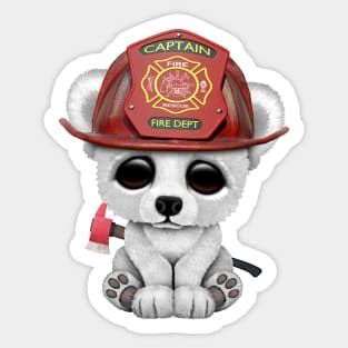 Cute Baby Polar Bear Firefighter Sticker